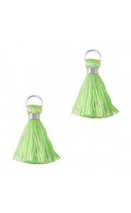 Mini Quaste 2cm - Silver-neon mint green